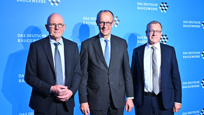 Baugewerbepräsident Wolfgang Schubert-Raab mit Bundeskanzler Merz Baugewerbepräsident Wolfgang Schubert-Raab mit Bundeskanzler Merz